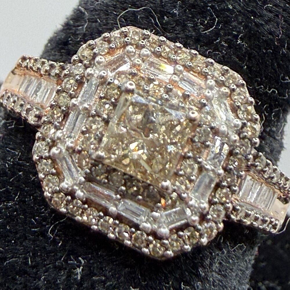 D'Joy 925 Sterling Silver Rose Vermeil Diamond Ring .40 CTW Size 9 4.3g